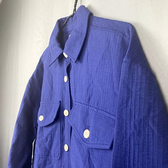 Madewell Shirt Women Small Blue Oversized Shacket Button Up Classic Gorpcore NWT - Picture 6 of 9